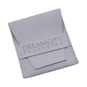 Custom Jewelry Pouch Microfiber Suede Envelope Bag with Band and Debossed Logo